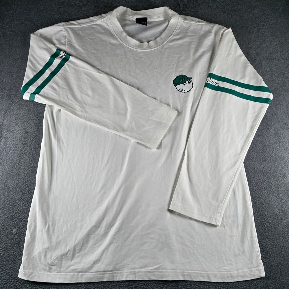 Malbon Golf Buckets Logo Long Sleeve T-Shirt White Green Mens Large